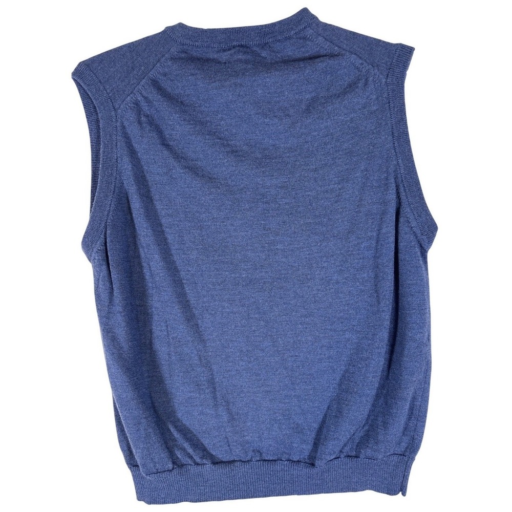 Harold Powell Mens Blue 100% Merino Wool V-Neck Sweater Vest Made in Italy L - Picture 2 of 3